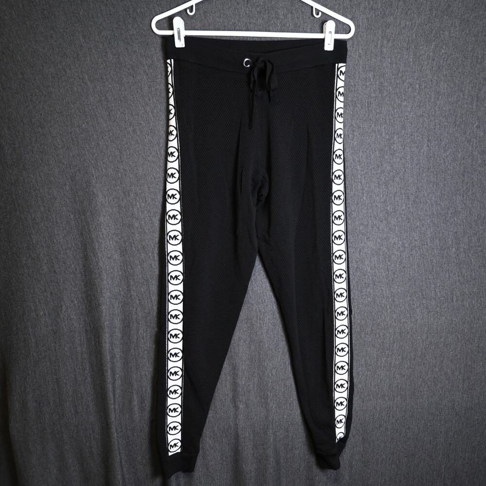 Michael Kors Women's Small Logo Tape Side Stripe Joggers Drawstring Pants Casual